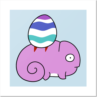Chameleon with Easter Egg Posters and Art